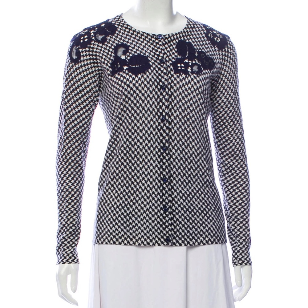 Escada Navy and White Houndstooth with applaque